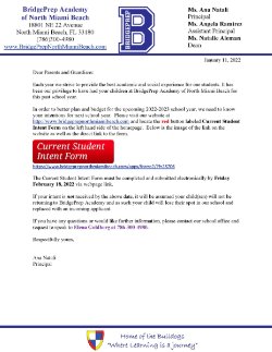 Current Student Intent Form